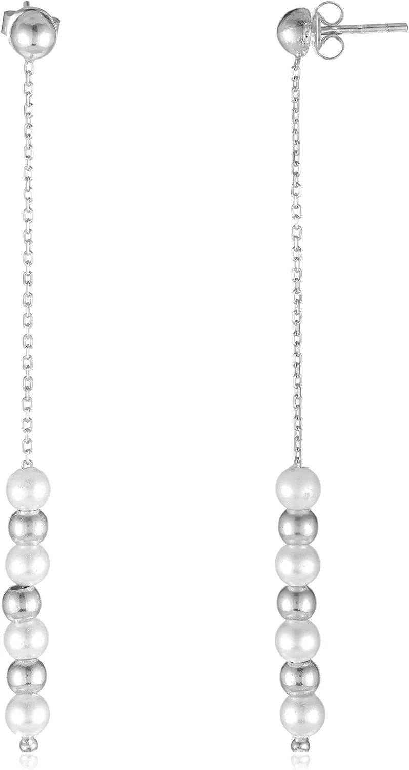 گوشواره نقره ای و مرواریدی زنانه علوان - EE5204ES