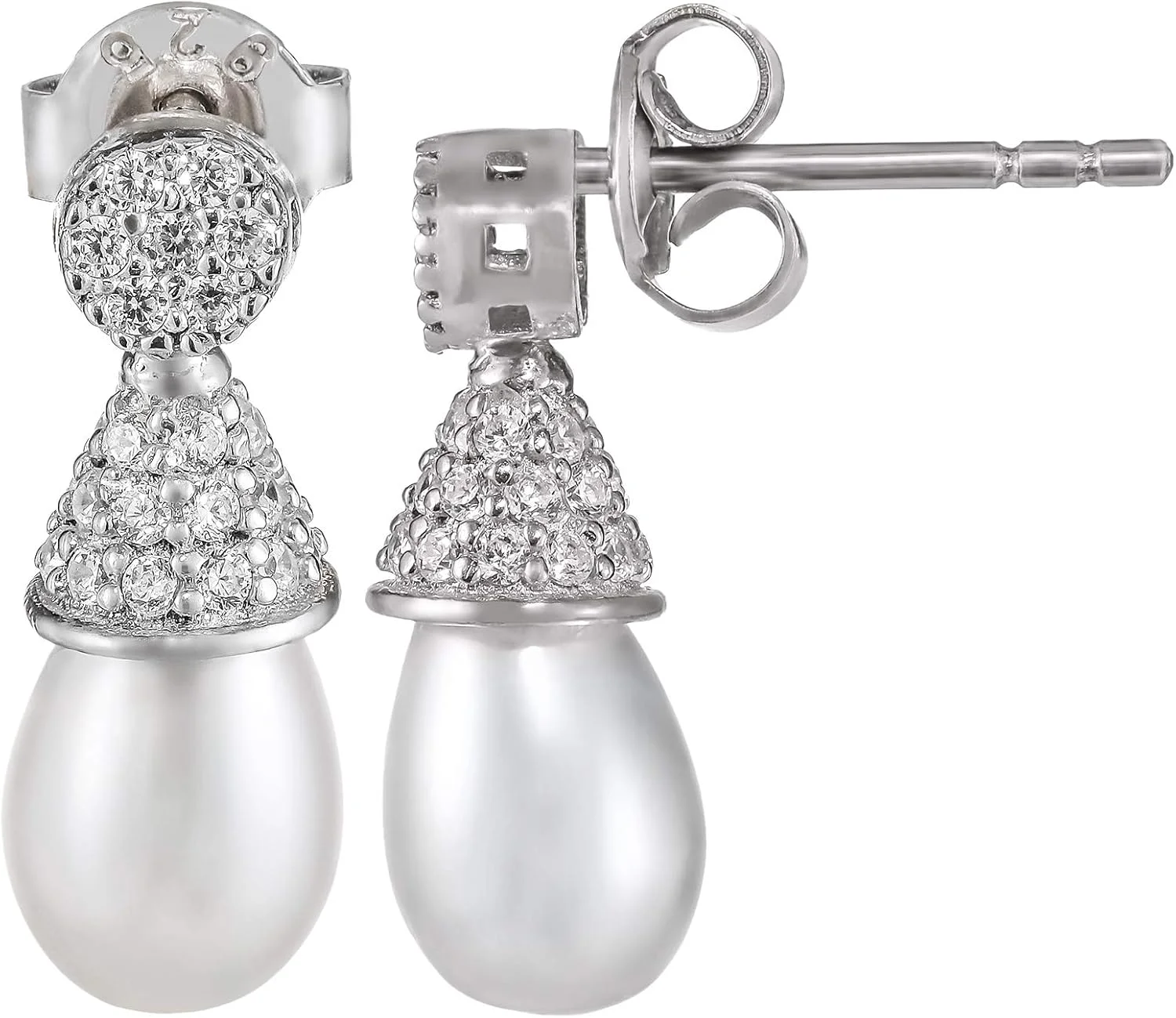 گوشواره نقره و مروارید زنانه آلوان اکسسوریز - EE5117SP