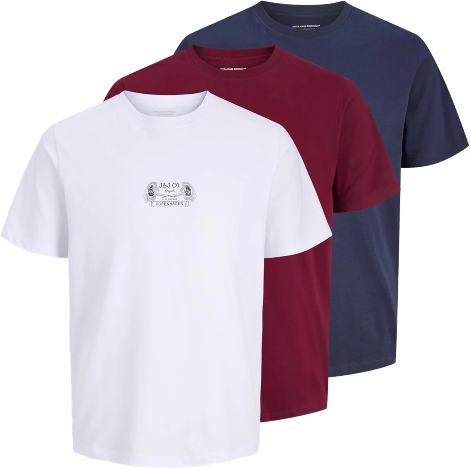 تی شرت مردانه جک اند جونز مدل Jorretro آستین کوتاه یقه گرد بسته 3 عددی