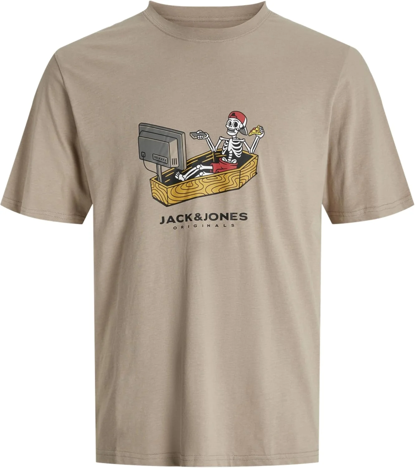 تی شرت یقه گرد مردانه جک اند جونز مدل Jorskull Nature بسته 3 عددی