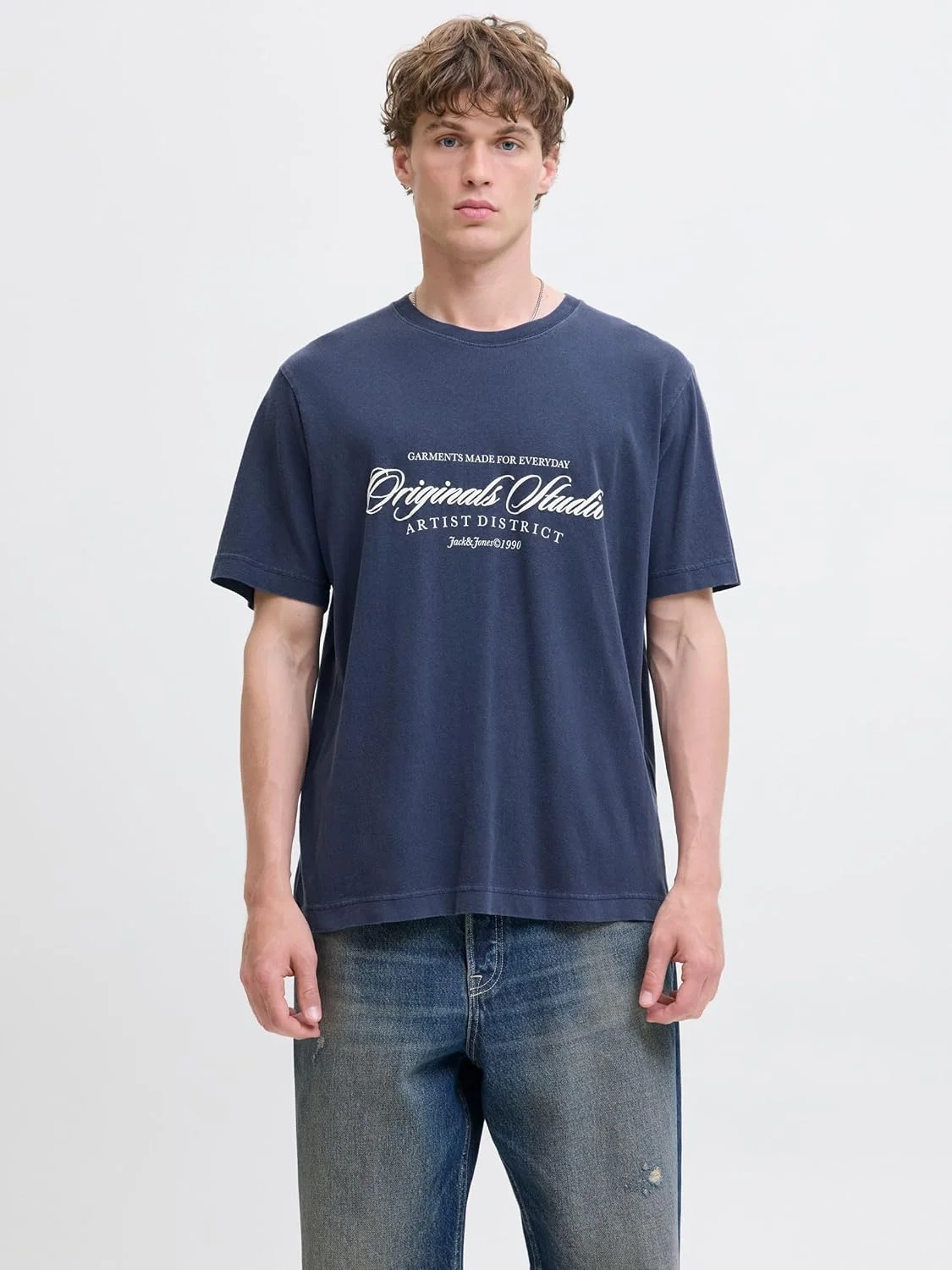 تی شرت یقه گرد مردانه جک اند جونز مدل Jorinwood Wash (تک عددی)