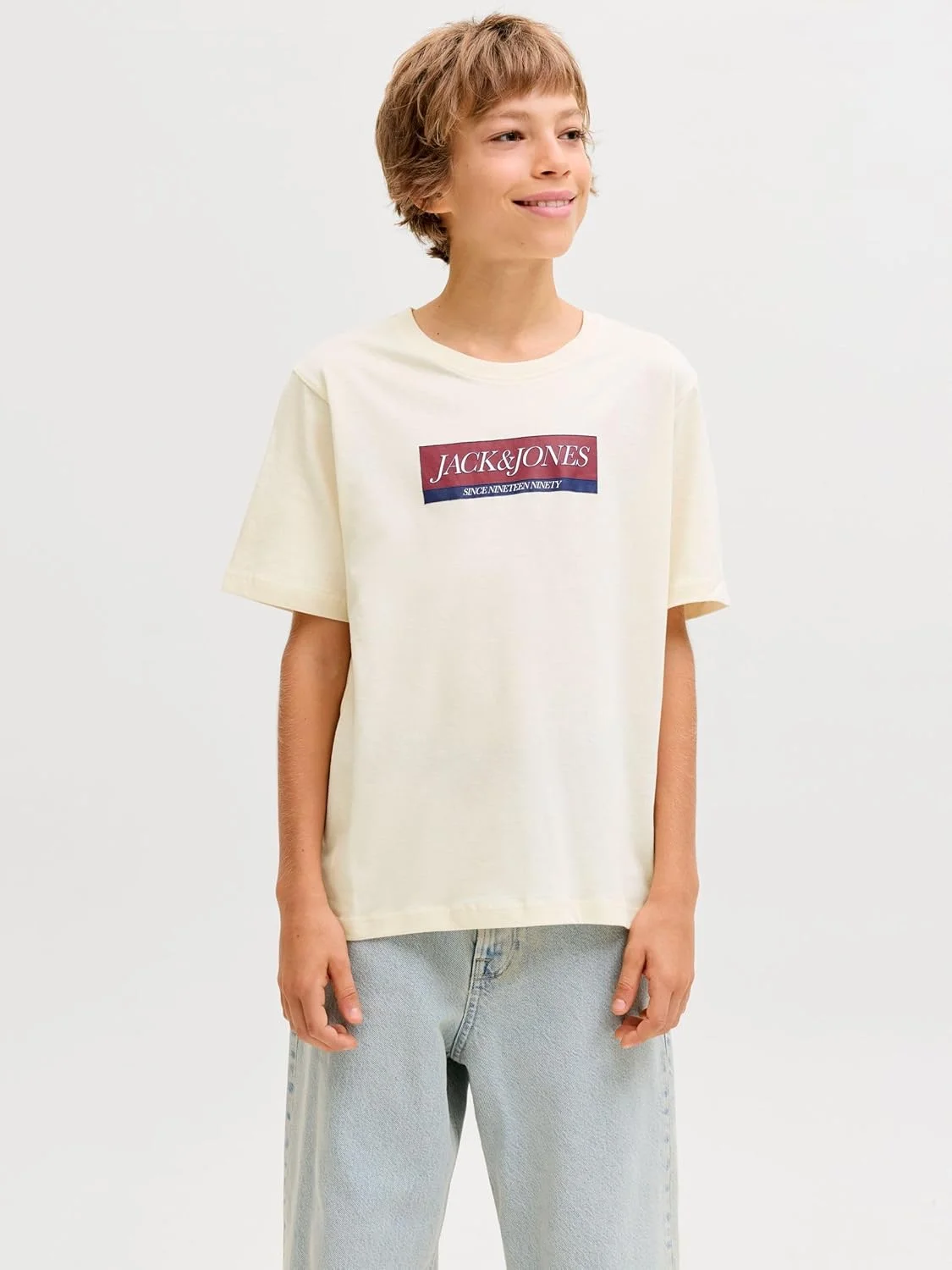 تی شرت پسرانه جک اند جونز مدل Jorinwood Block Brand Tee Ss Cn Noos Jnr (تک عددی)