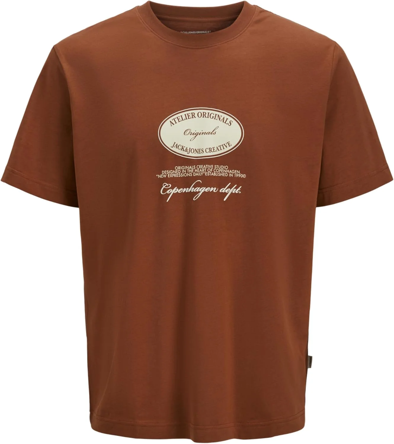 تی شرت آستین کوتاه یقه گرد مردانه جک اند جونز مدل Jorboston با طرح جلو و پشت