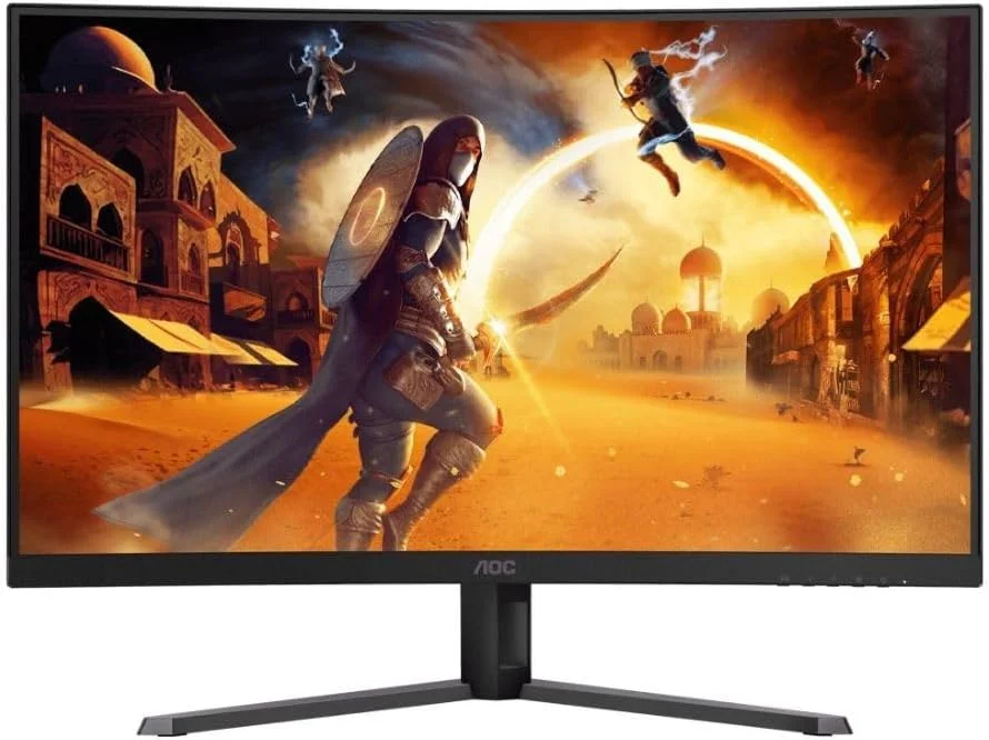 مانیتور گیمینگ خمیده AOC CQ32G4E سایز 32 اینچ Fast VA (1500R)، رزولوشن QHD 2560×1440، نرخ بروزرسانی 180 هرتز، زمان پاسخگویی 0.5 میلی‌ثانیه (MPRT)، HDR10، دارای HDMI 2.0 x1، DisplayPort 1.4 x 1، Adaptive Sync، پایه قابل تنظیم.