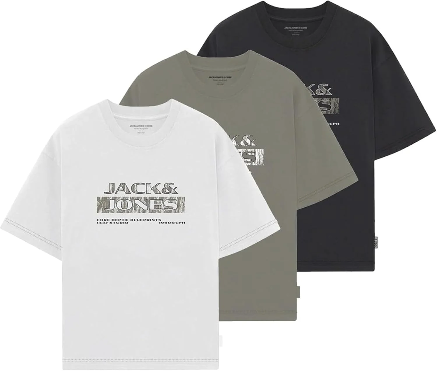 تی شرت مردانه جک اند جونز مدل Jcostance Text Tee Ss Crew Neck 3pk Mp (بسته 1 عددی)