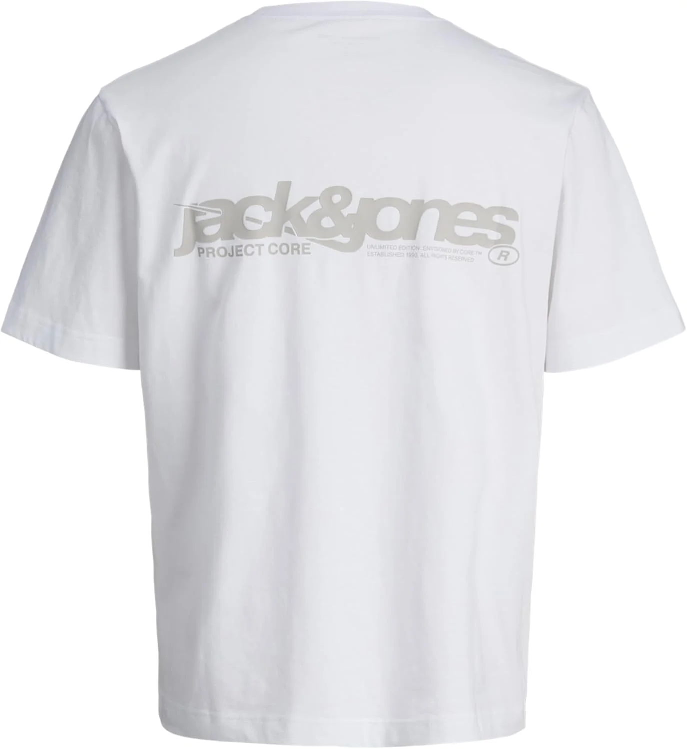 تی شرت مردانه جک اند جونز با طرح چاپی پشت یقه گرد آستین کوتاه (تک عددی)
