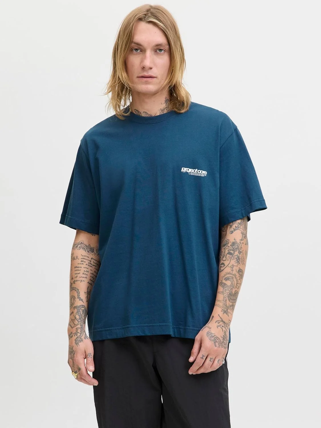 تی شرت مردانه جک اند جونز مدل Jcounion با طرح چاپی پشت آستین کوتاه