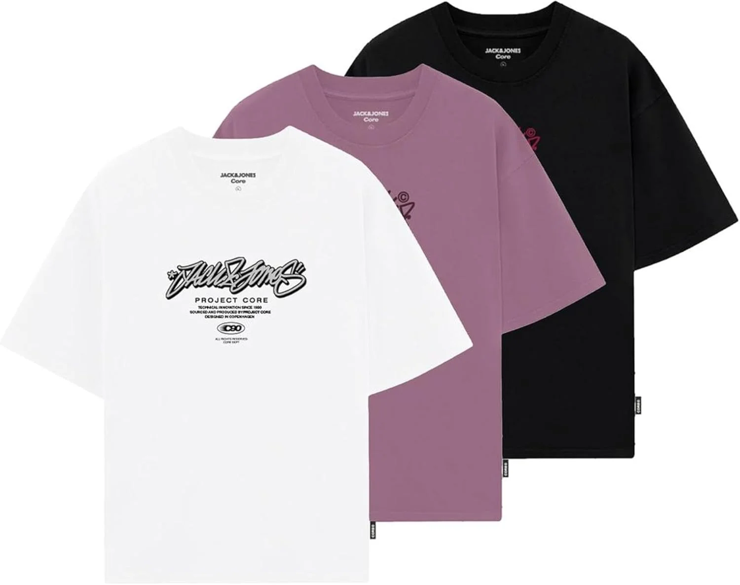 تی شرت مردانه جک اند جونز مدل Jcoscripture آستین کوتاه یقه گرد 3 عددی