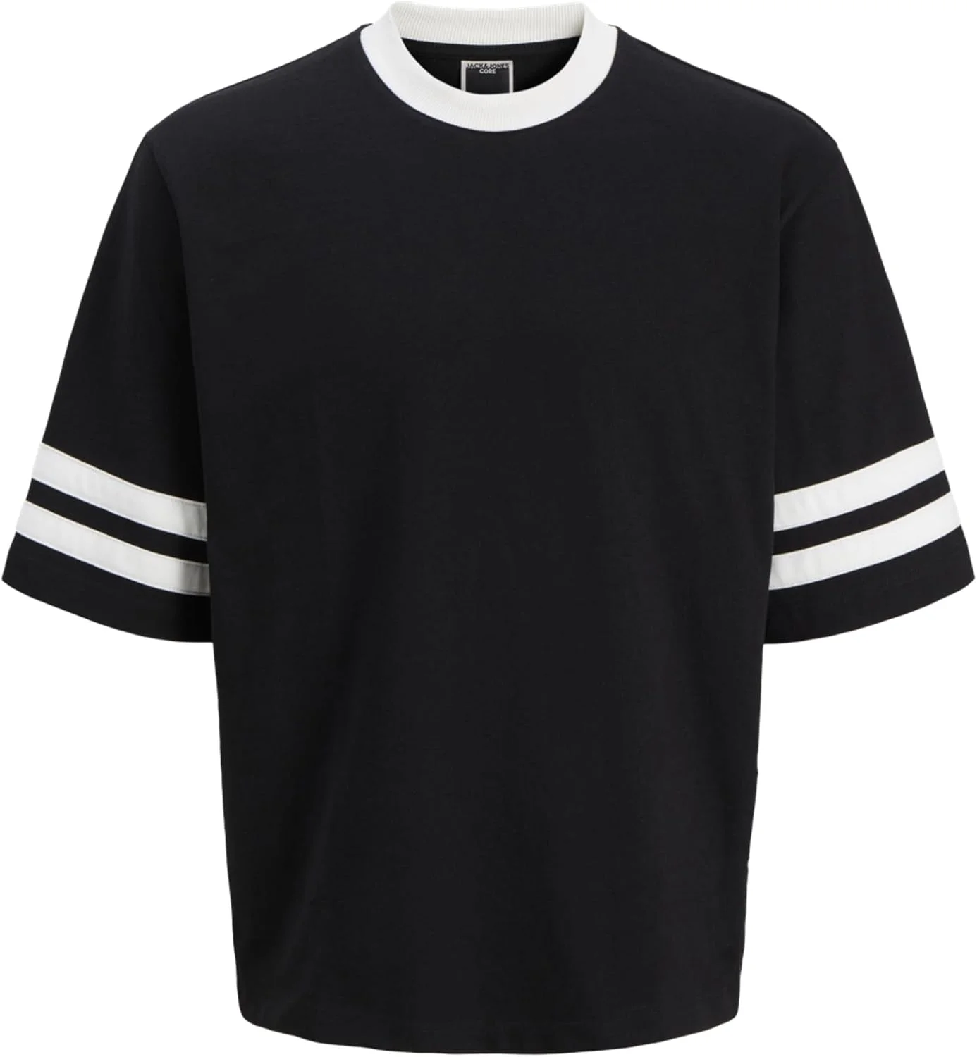تی‌شرت یقه گرد مردانه جک اند جونز مدل Jcoretreat با راه راه‌های متضاد (بسته 1 عددی)