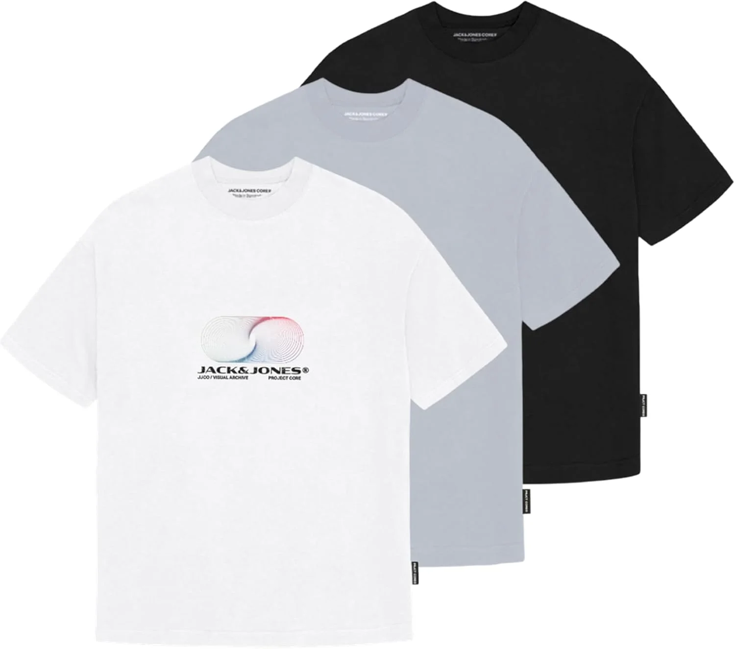 تی شرت مردانه جک اند جونز مدل JCOCALMA یقه گرد آستین کوتاه، بسته 3 عددی