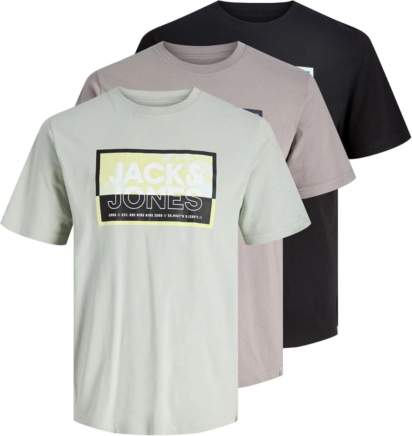 تی شرت مردانه جک اند جونز مدل JCOLOGAN SUMMER PRINT TEE SS CREW 3PK MP