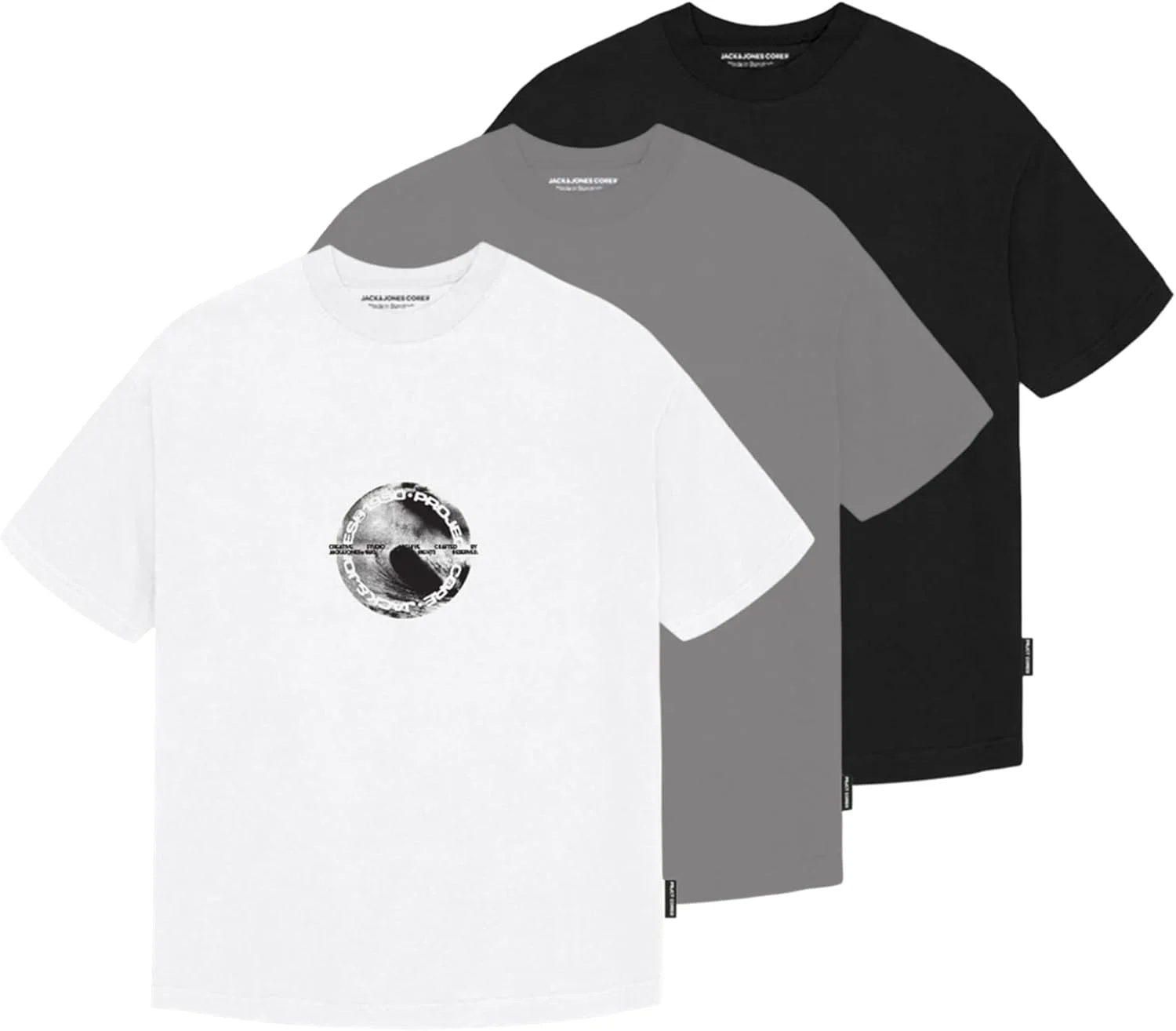 تی شرت مردانه جک اند جونز مدل JCOSAGO یقه گرد آستین کوتاه، بسته 3 عددی
