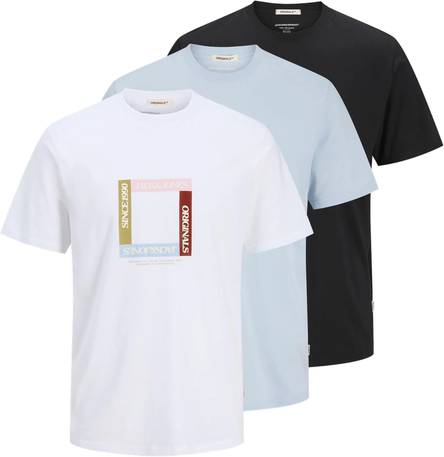 تی شرت مردانه جک اند جونز مدل JORTAVIRA BRANDING TEE SS CN 3PK MP (بسته 3 عددی)