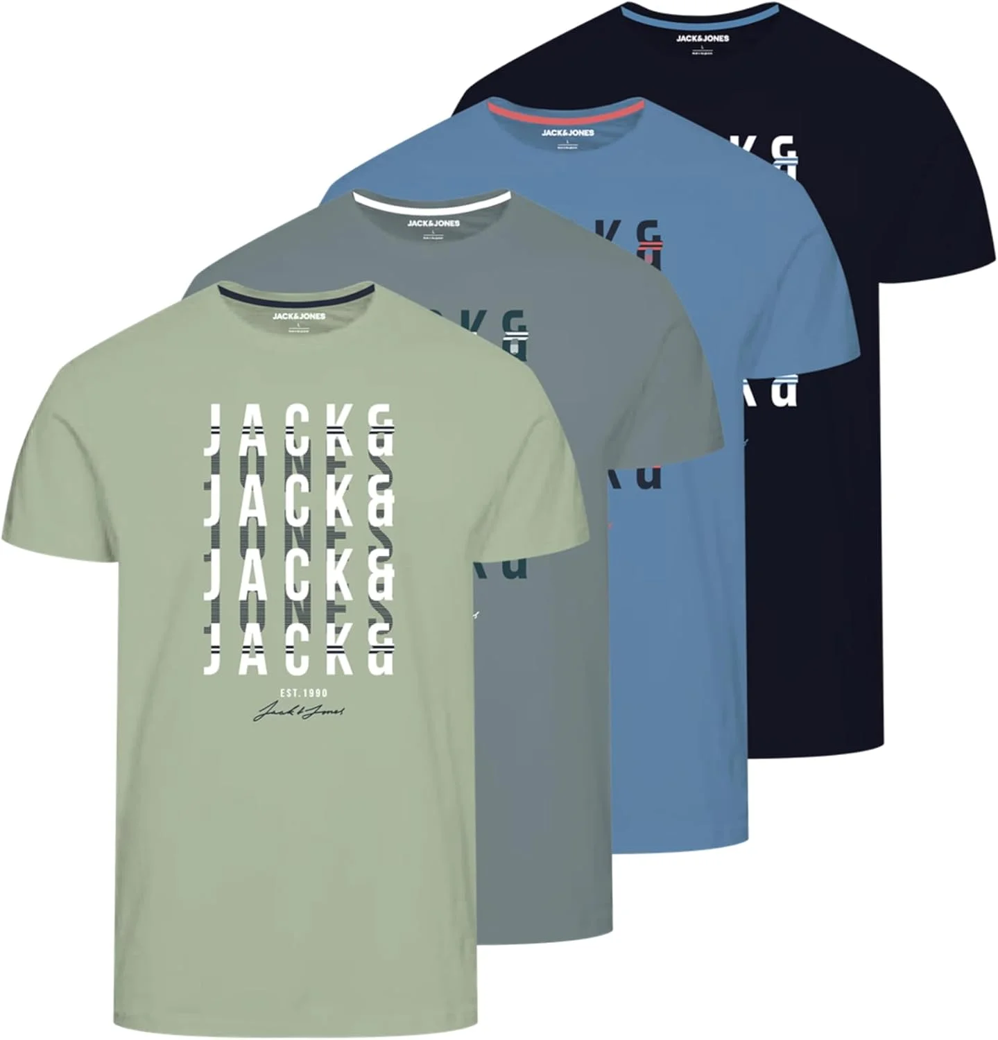 تی شرت مردانه جک اند جونز مدل JJDELVIN TEE SS CREW NECK 4PK MP