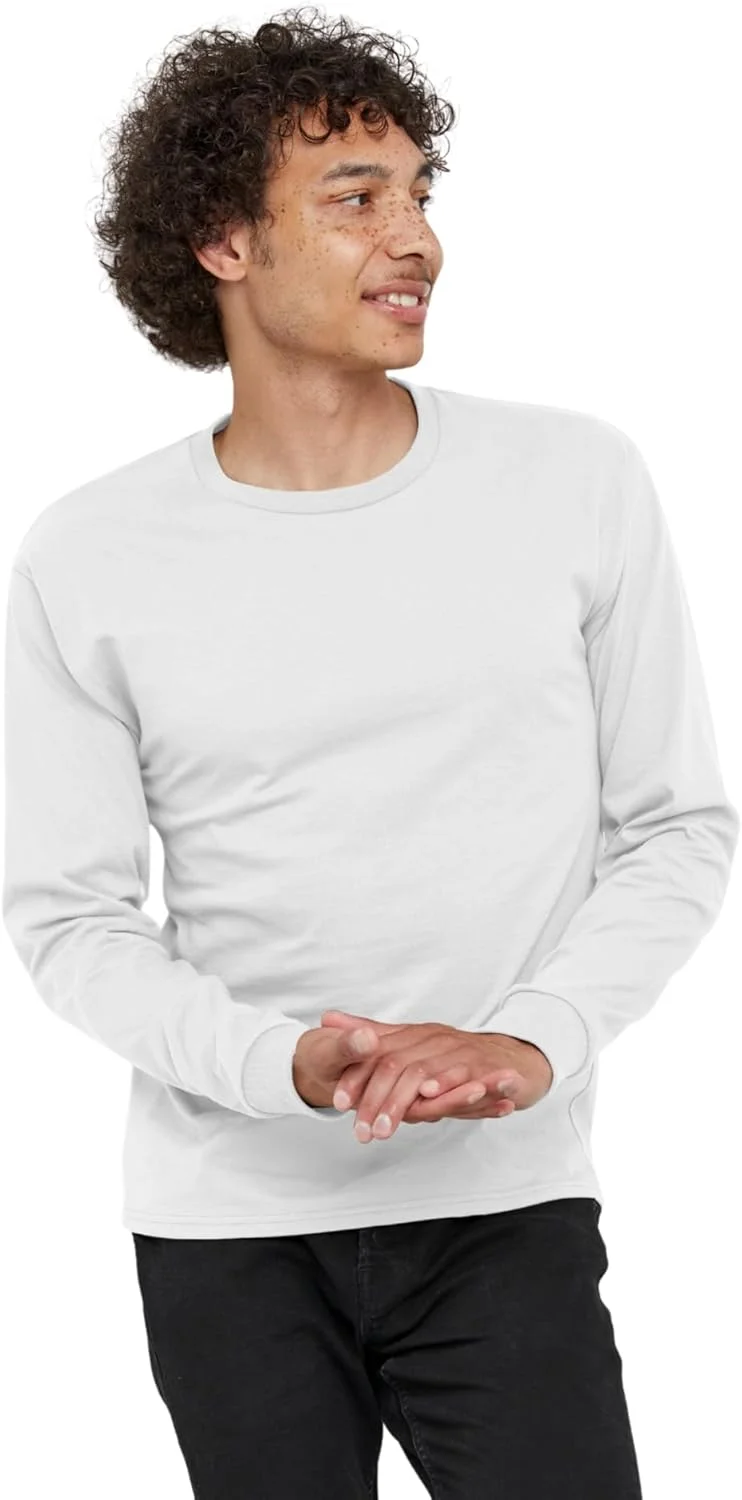 تی‌شرت آستین بلند مردانه Hanes Essentials (بسته 4 عددی)، تی‌شرت های نخی یقه گرد، بسته 4 عددی