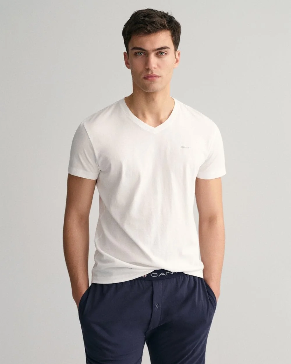 تی شرت یقه هفت مردانه GANT مدل 900002018-110 بسته 2 عددی