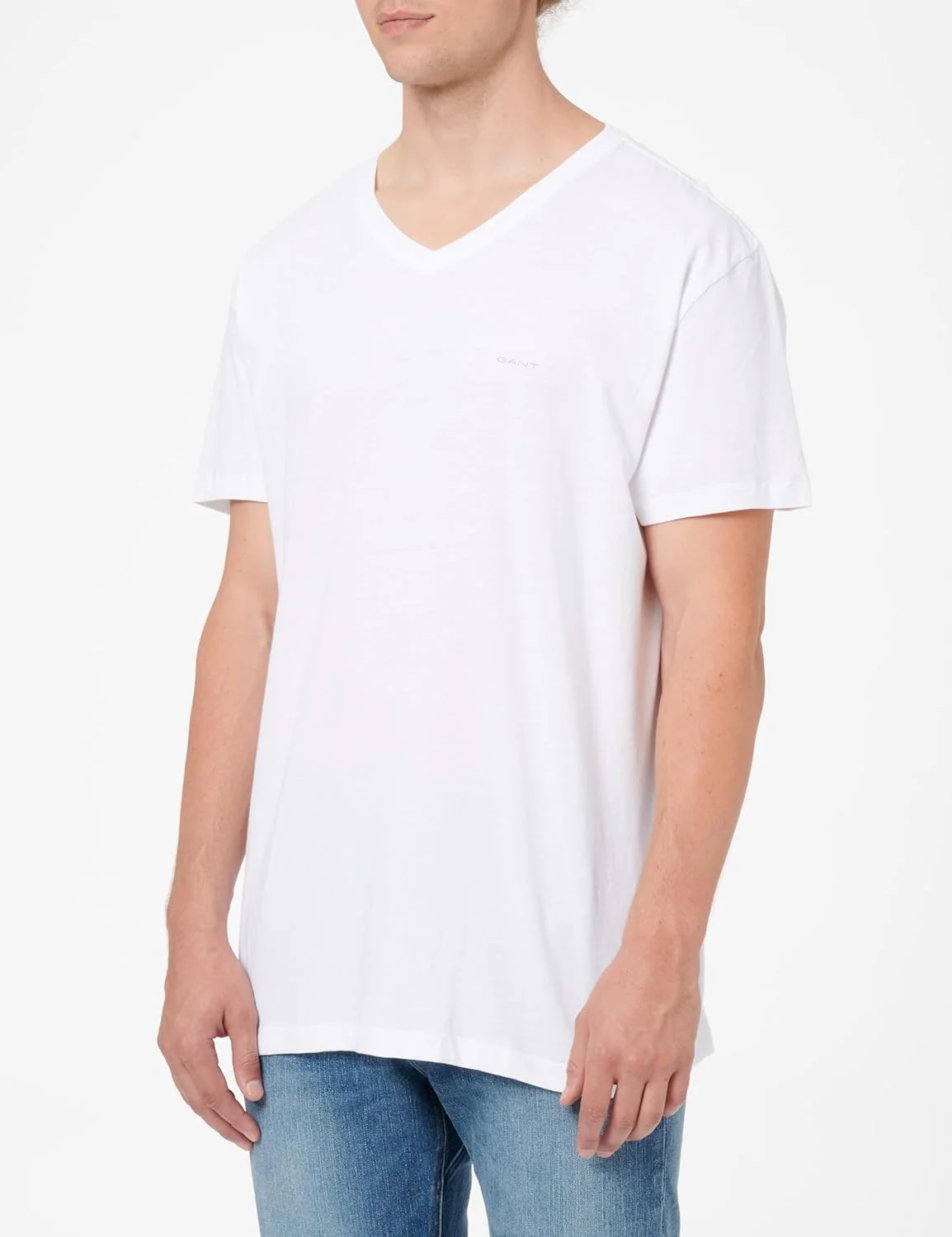 تی شرت یقه هفت مردانه GANT، بسته 2 عددی، لباس زیر سفید، استاندارد، بسته 2 عددی، یک سایز