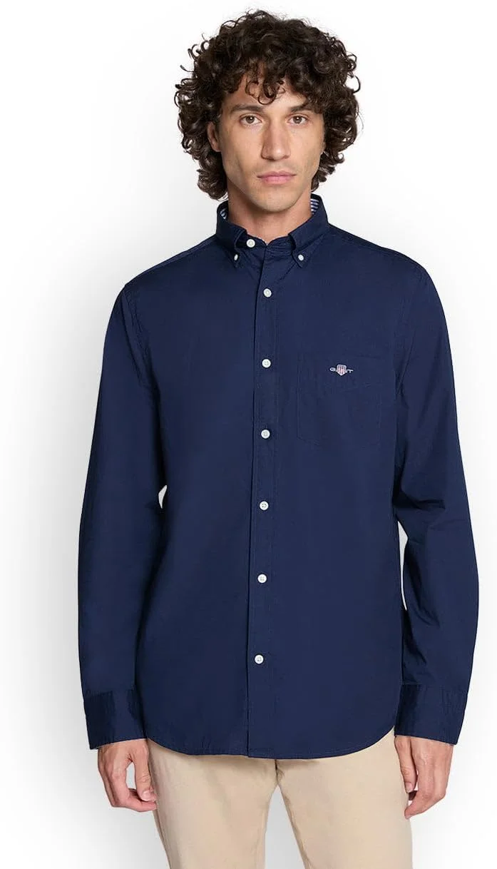 پیراهن مردانه GANT با بافت پاپلین و یقه دکمه دار