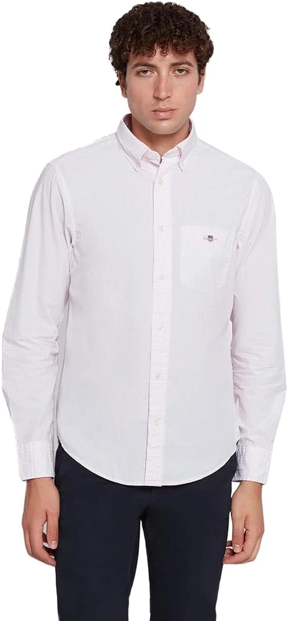 پیراهن مردانه نخی پاپلین چهارخانه گانت با برش معمولی