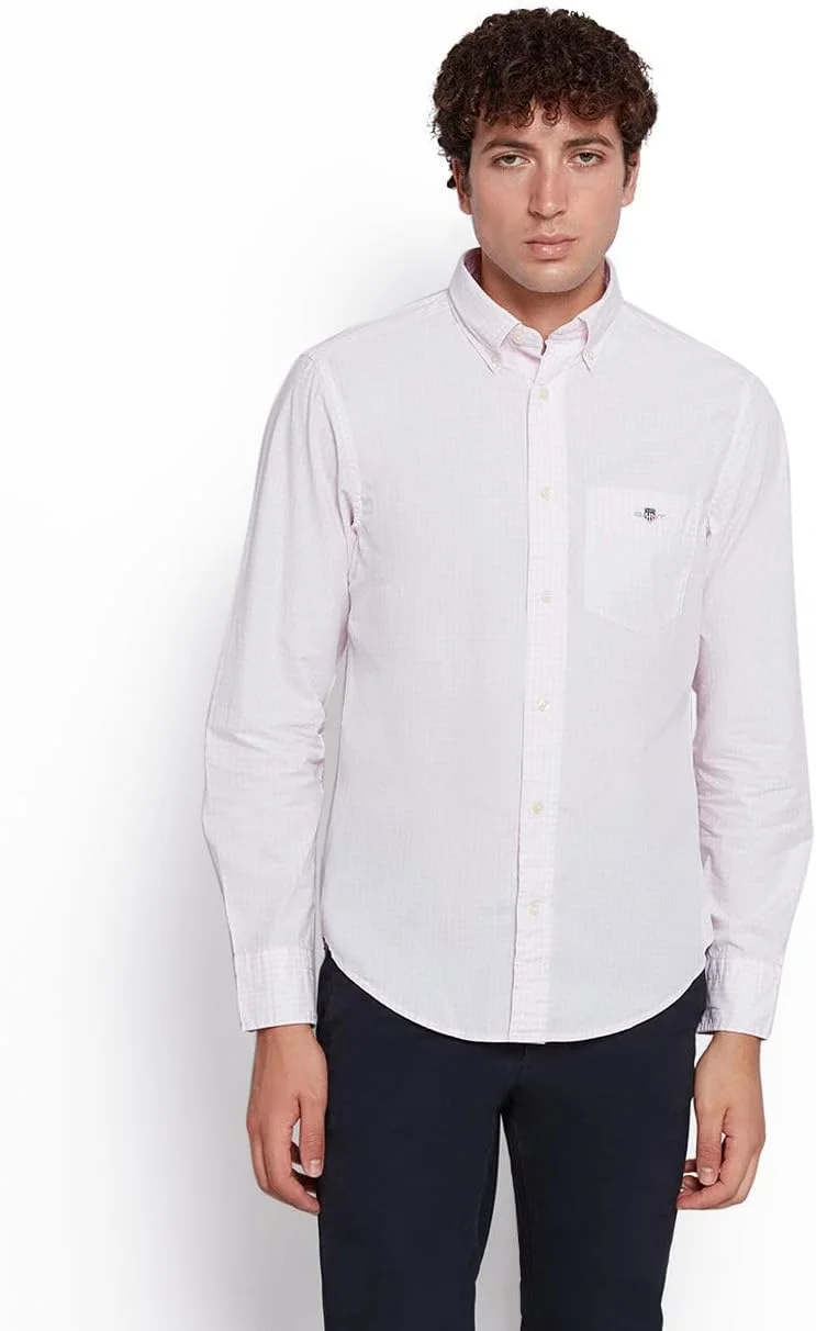 پیراهن مردانه نخی پاپلین چهارخانه گانت با برش معمولی