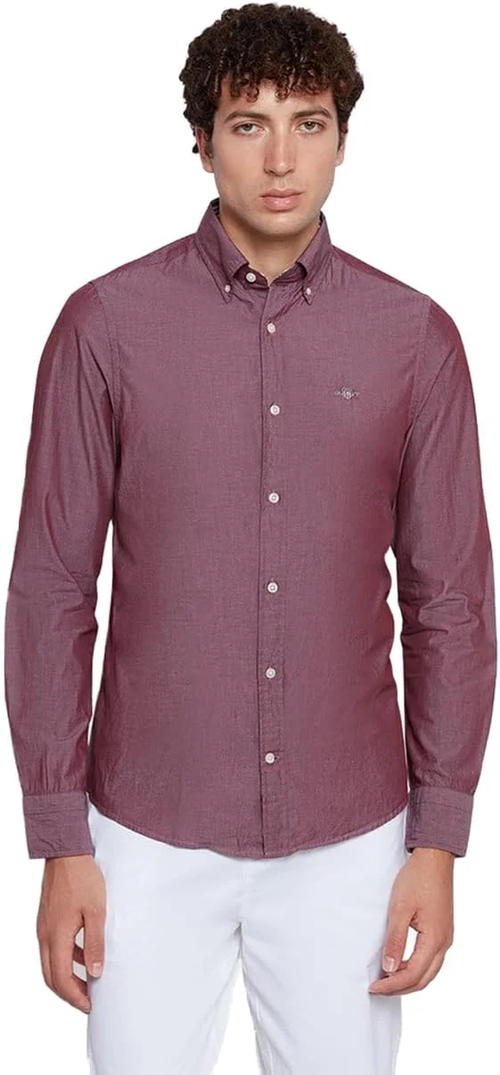 پیراهن مردانه گنت، مدل اسلیم فیت، از جنس پاپلین نخی