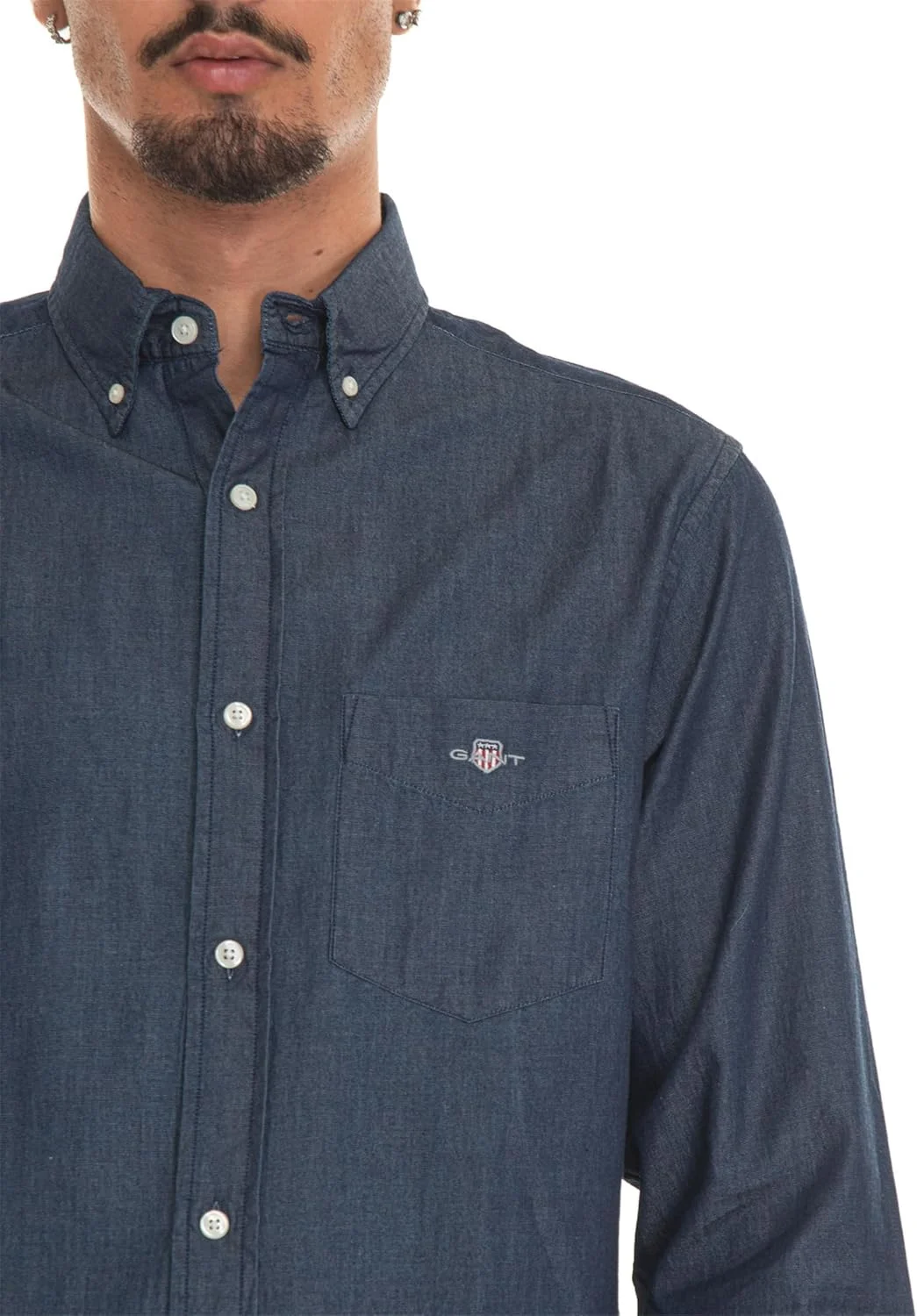 پیراهن مردانه گنت مدل 3000400-980 با برش معمولی، رنگ نیلی