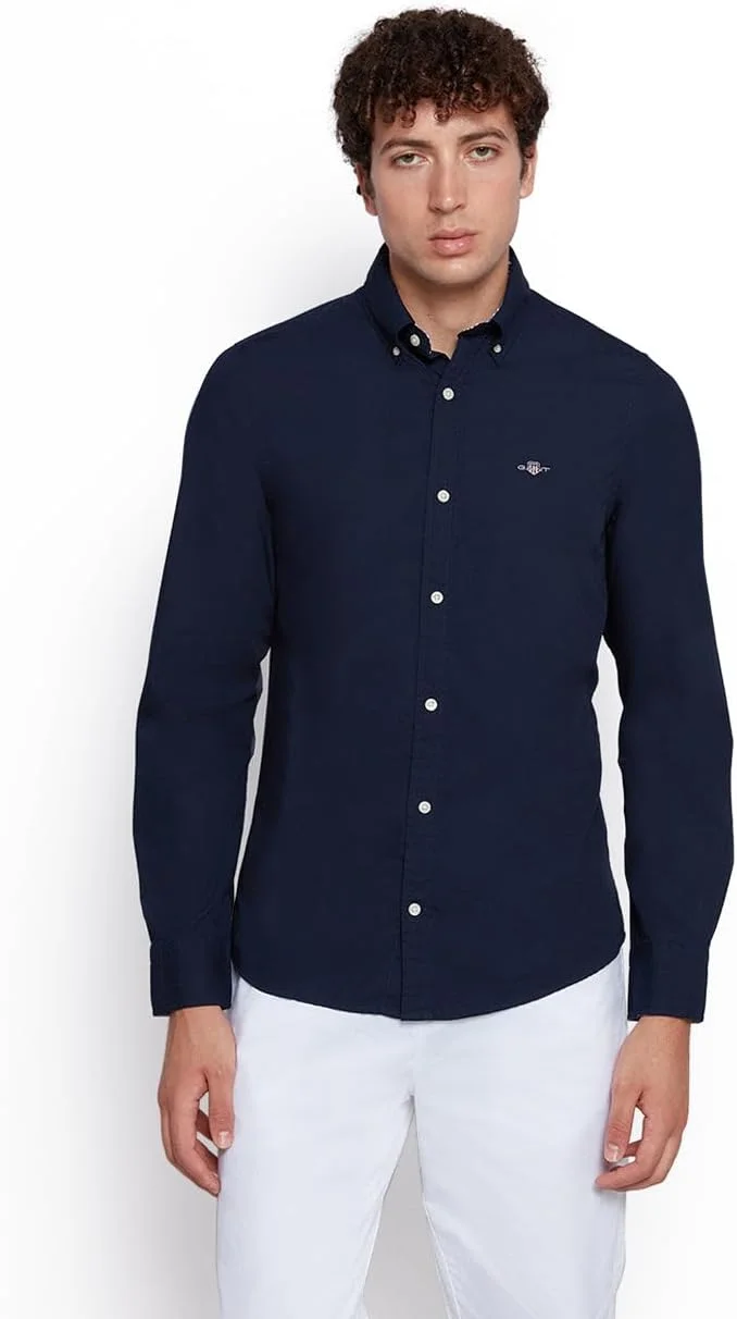 پیراهن مردانه گنت، مدل اسلیم فیت، از جنس پاپلین نخی