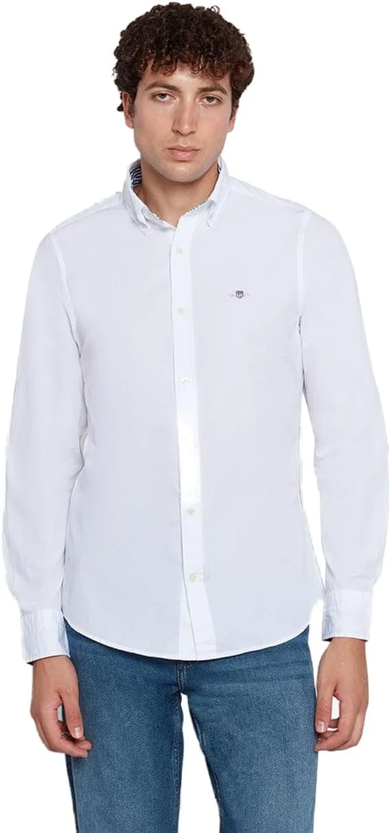 پیراهن مردانه گنت، مدل اسلیم فیت، از جنس پاپلین نخی