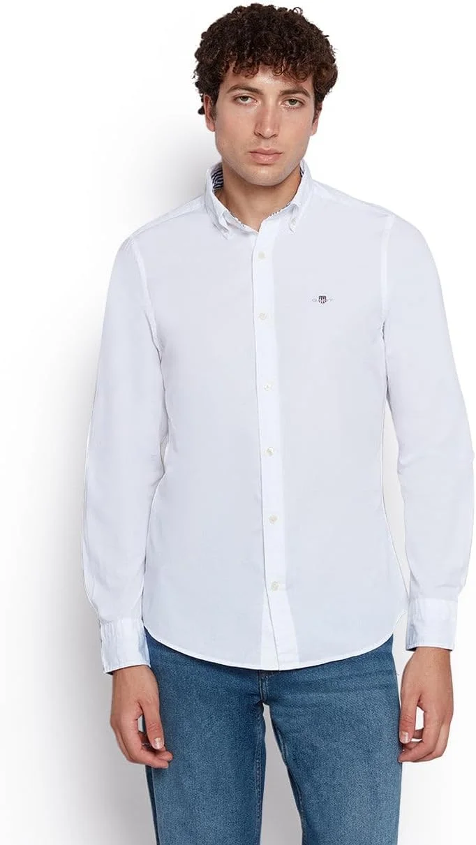 پیراهن مردانه گنت، مدل اسلیم فیت، از جنس پاپلین نخی