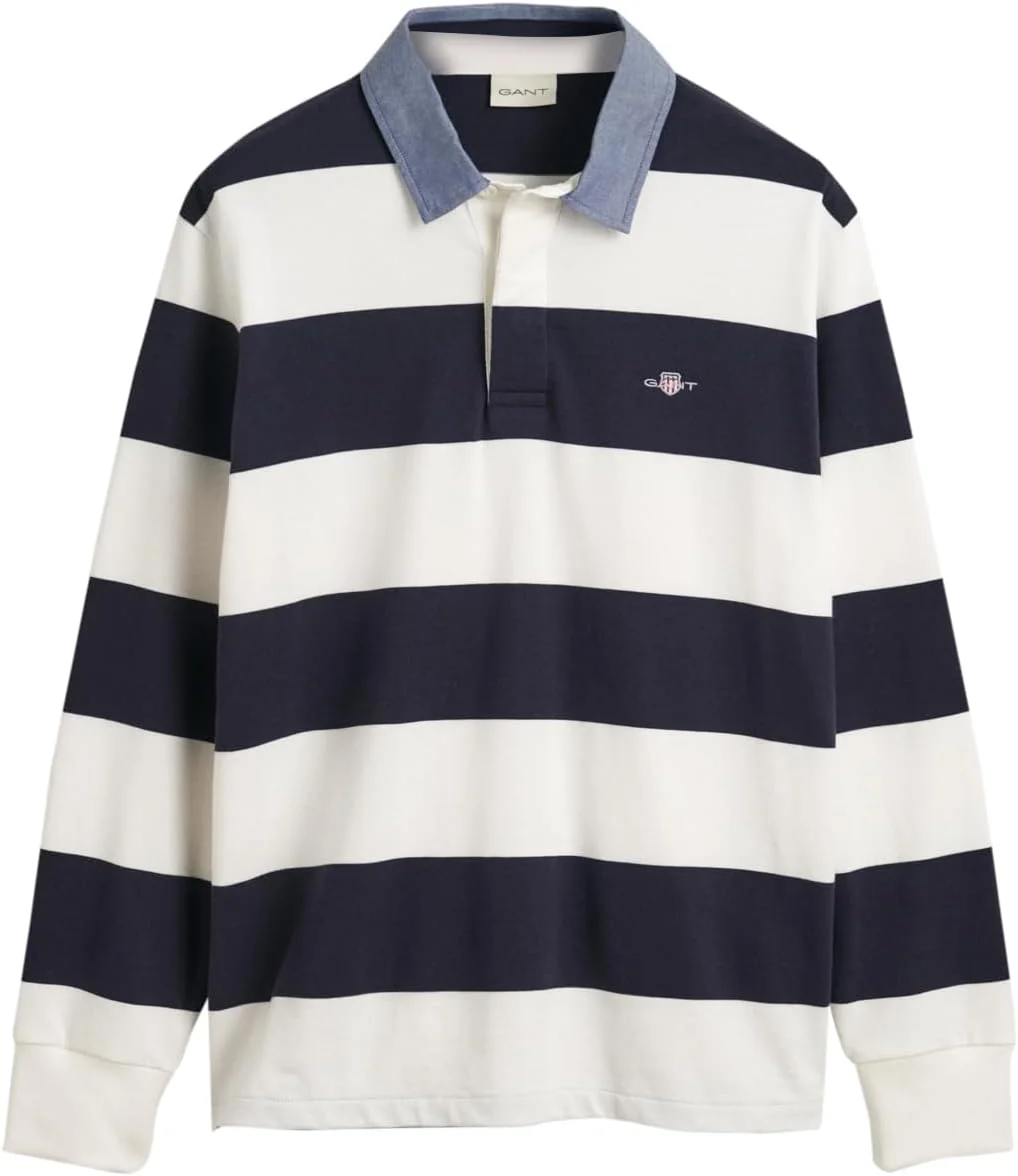 پیراهن مردانه راه راه سنگین راگبی شمبری GANT