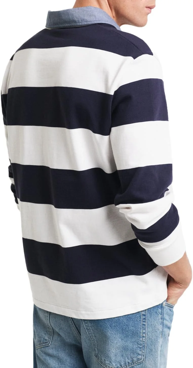 پیراهن مردانه راه راه سنگین راگبی شمبری GANT