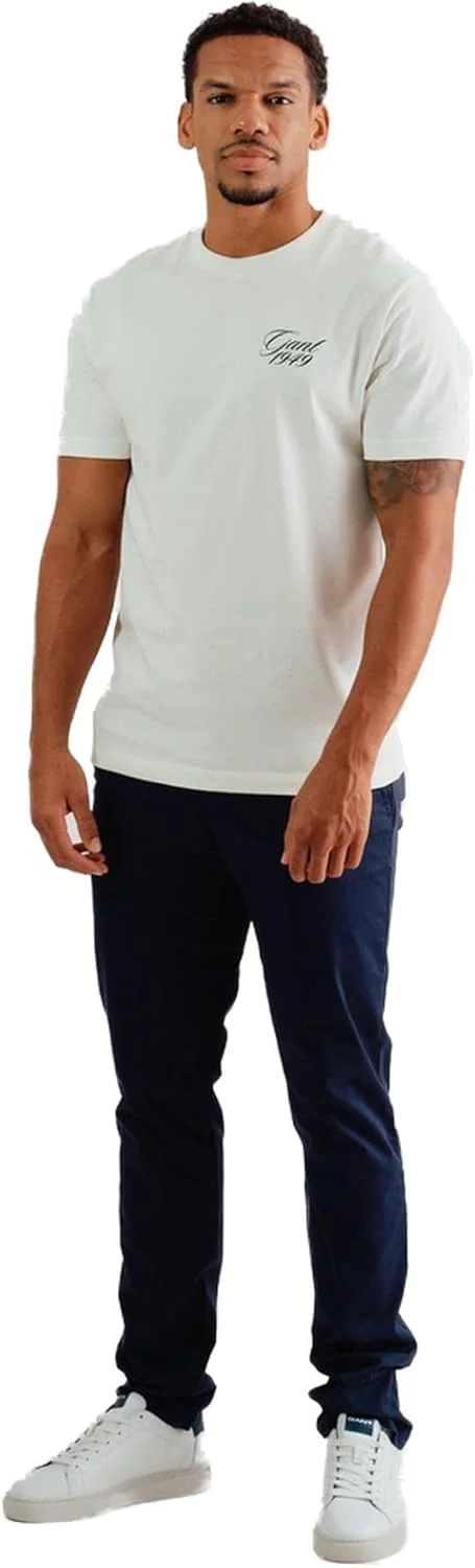 تی شرت آستین کوتاه مردانه GANT با طرح گرافیکی دبی - رنگ پوست تخم مرغی