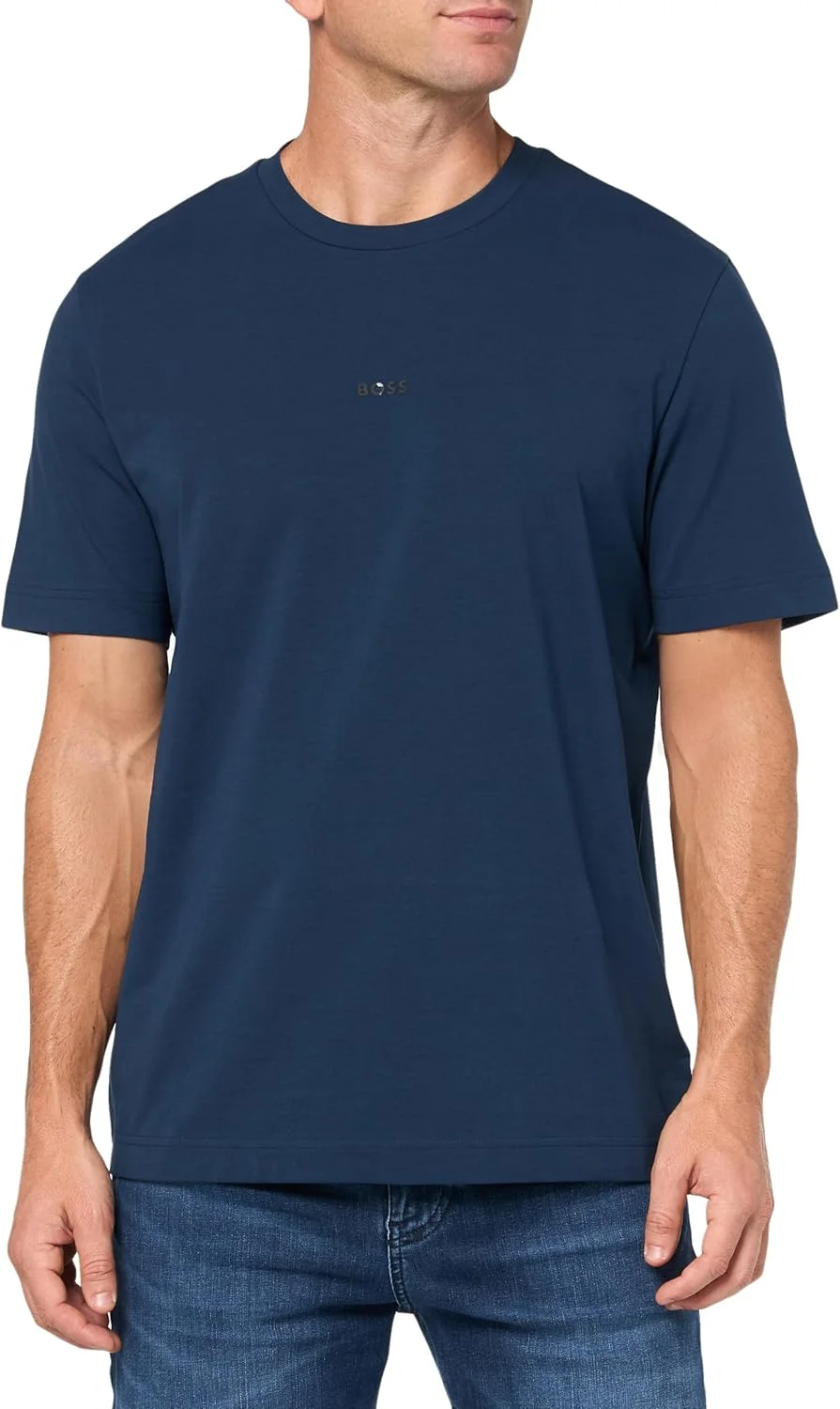 تی شرت مردانه BOSS با لوگوی کوچک روی سینه، مدل Regular Fit، از جنس پنبه