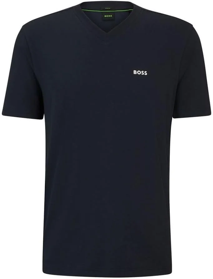 تی شرت مردانه Boss با یقه گرد و آرم منحنی، تهیه شده از پنبه ارگانیک