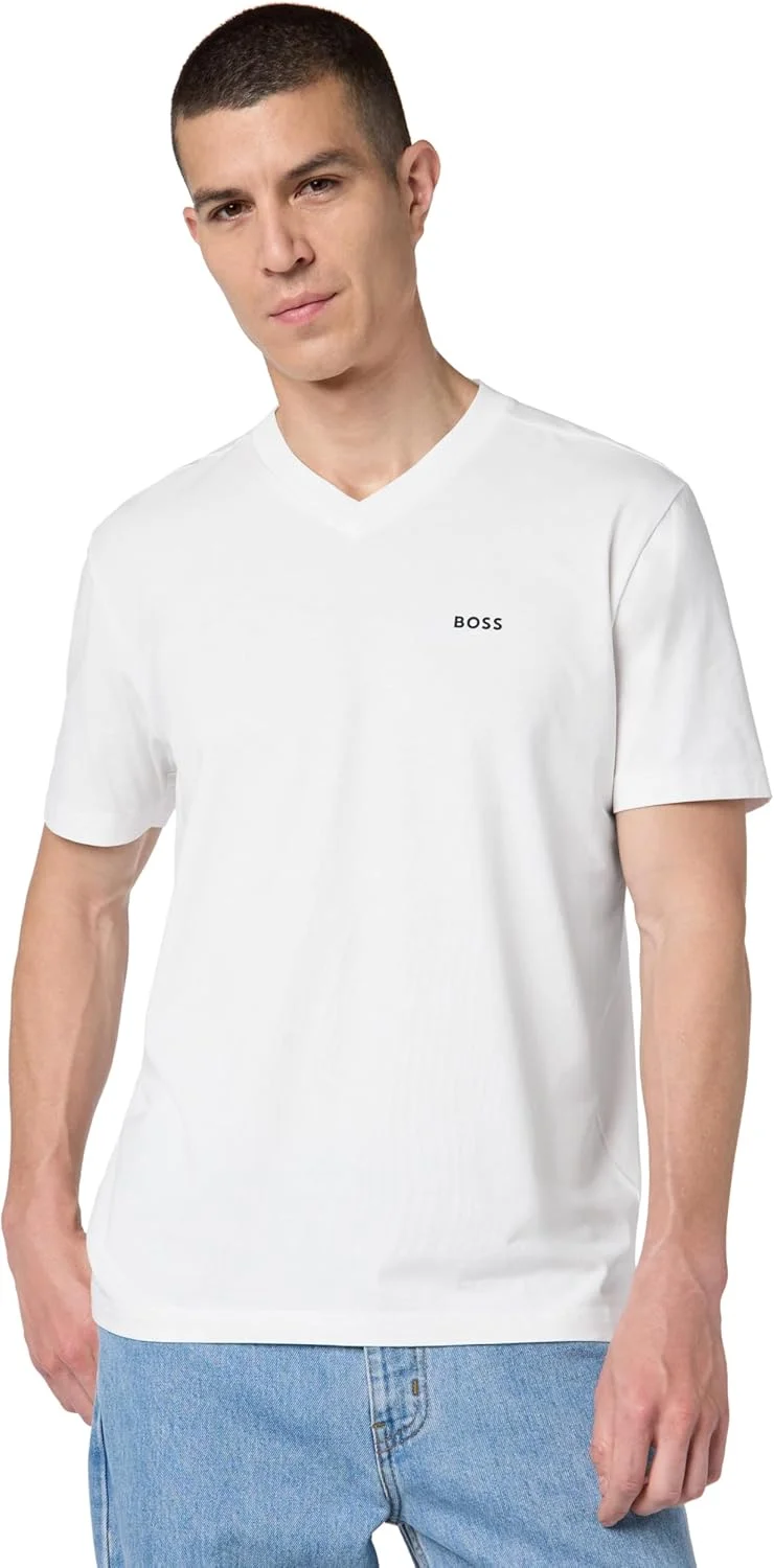 تی شرت آستین کوتاه یقه هفت مردانه BOSS با لوگوی کوچک