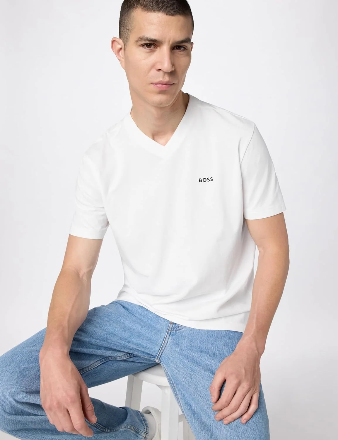 تی شرت آستین کوتاه یقه هفت مردانه BOSS با لوگوی کوچک تی شرت آستین کوتاه یقه هفت مردانه BOSS با لوگوی کوچک