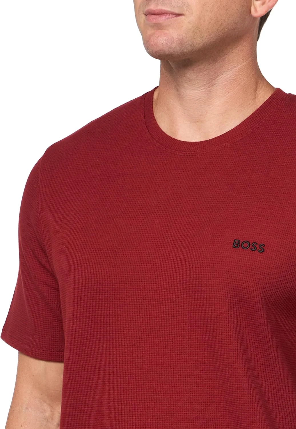 تی شرت آستین کوتاه مردانه BOSS با لوگوی متضاد بافت وافل