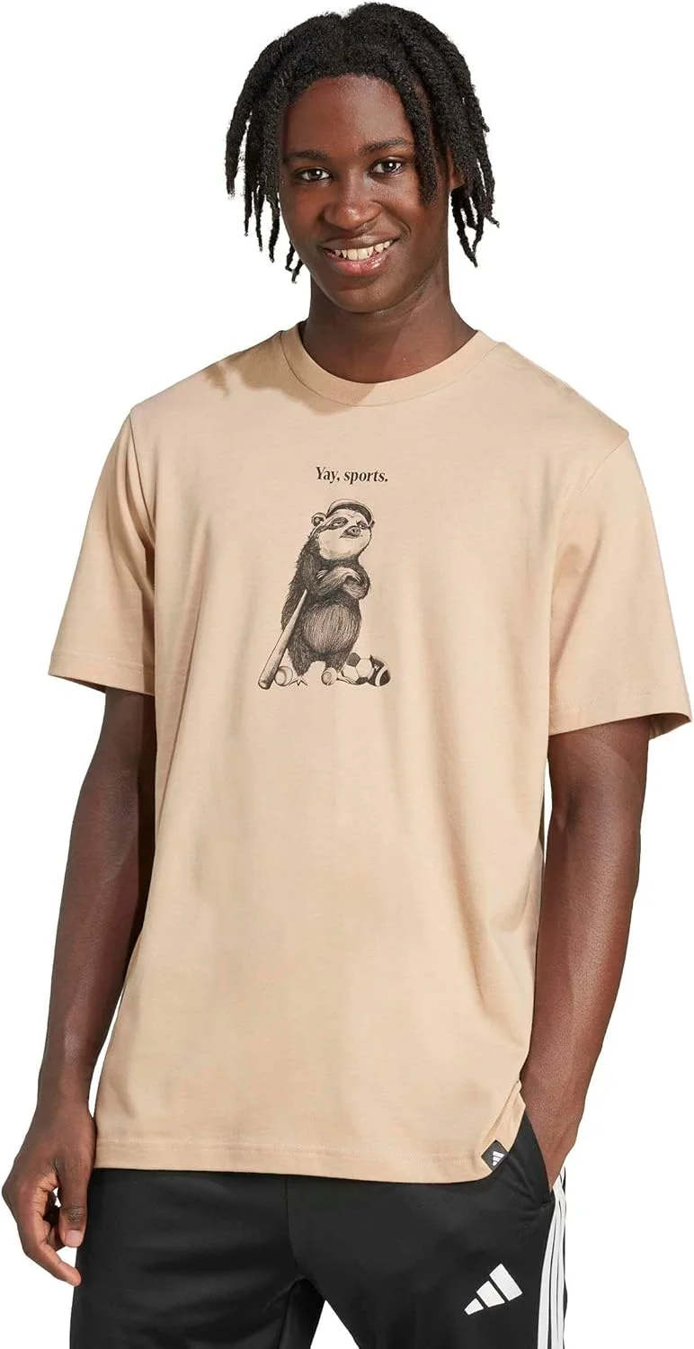 تی شرت گرافیکی مردانه آدیداس طرح شخصیت ورزشی قهوه ای، سایز 2XL تی شرت گرافیکی مردانه آدیداس طرح شخصیت ورزشی قهوه ای، سایز 2XL