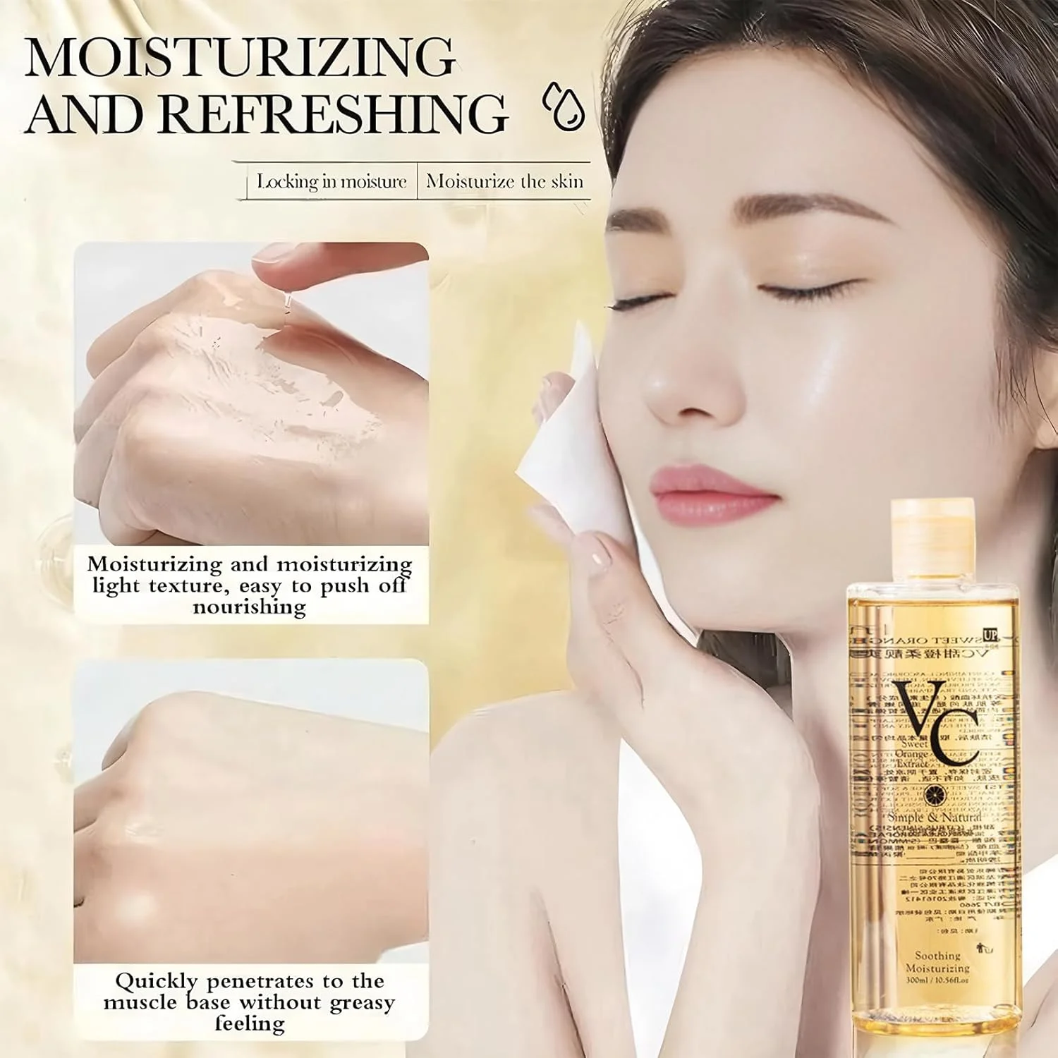 تونر صورت ویتامین C، تونر مرطوب کننده صورت، آبرسانی عمیق، روشن کننده رنگ پوست و افزایش خاصیت ارتجاعی پوست، مناسب برای انواع پوست