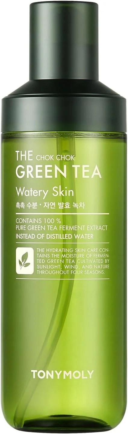 تونر آبرسان و تسکین دهنده صورت چای سبز TONYMOLY The Chok Chok Green Tea Watery Skin - مراقبت از پوست به سبک کره ای، 180 میلی لیتر