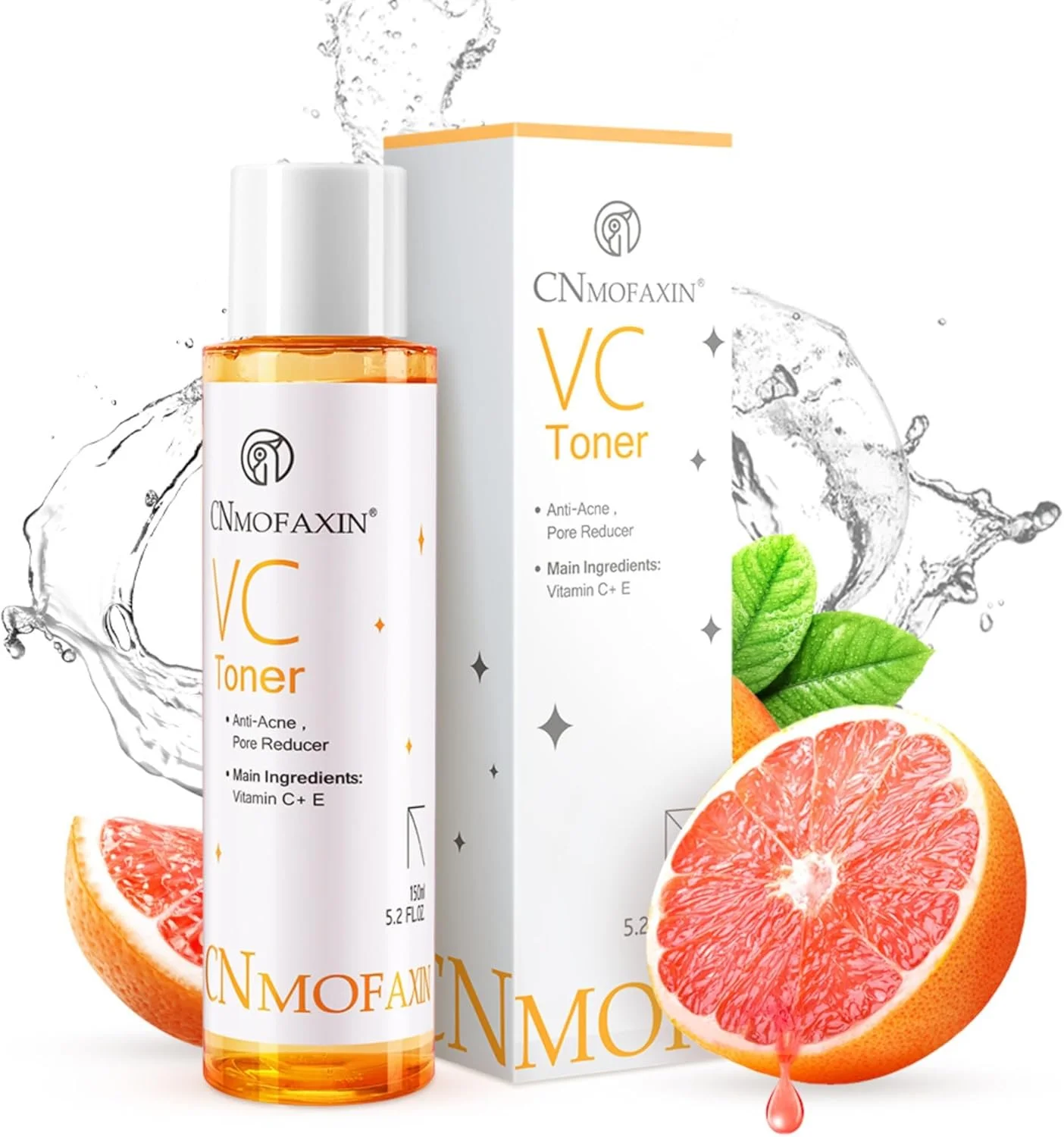 تونر ویتامین C برای پوست های مستعد جوش و چرب، تونر آبرسان و روشن کننده پوست برای منافذ باز با عصاره پاپایا، خرمالو و گریپ فروت، 150 میلی لیتر
