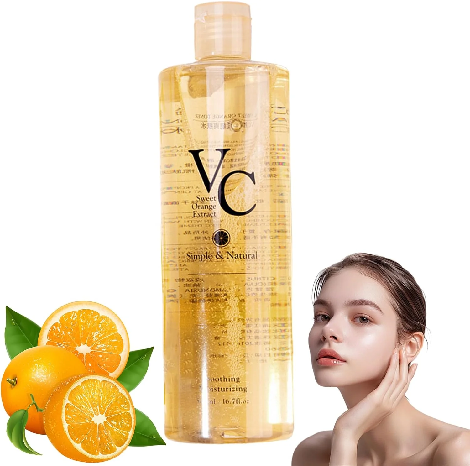 تونر صورت ویتامین C برای آبرسانی و روشن کنندگی | اسانس تسکین دهنده VC با فرمول مرطوب کننده | کاهش منافذ و تغذیه پوست خشک | آبرسانی عمیق و افزایش خاصیت ارتجاعی پوست (300 میلی لیتر)