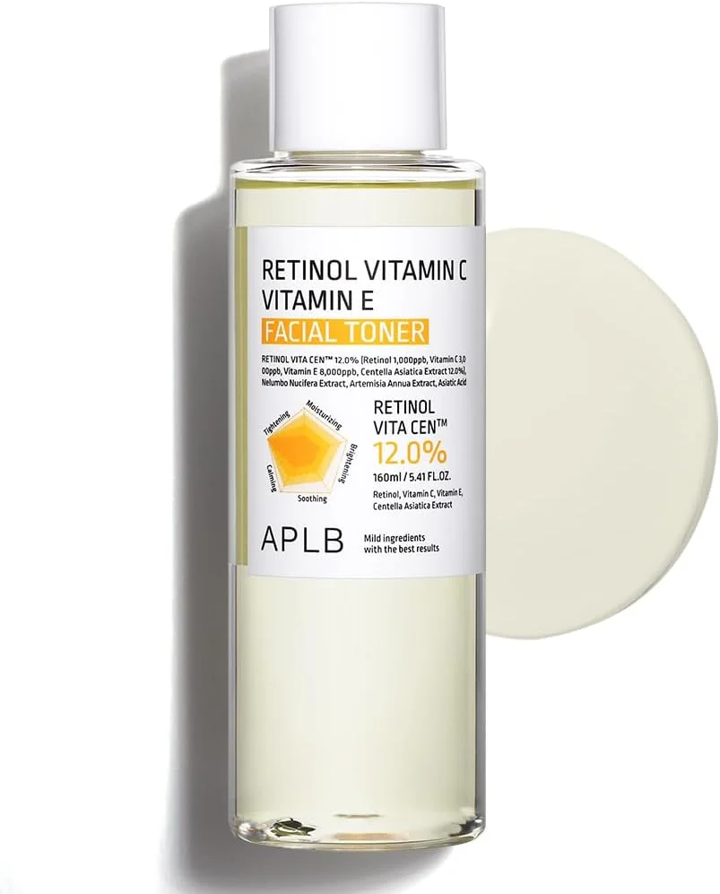 تونر صورت APLB حاوی رتینول، ویتامین C و ویتامین E | RETINOL VITA CEN™ 12.0% حجم 160 میلی لیتر / مراقبت پوست کره ای، مرطوب کننده، احیا کننده و بهبود بافت پوست