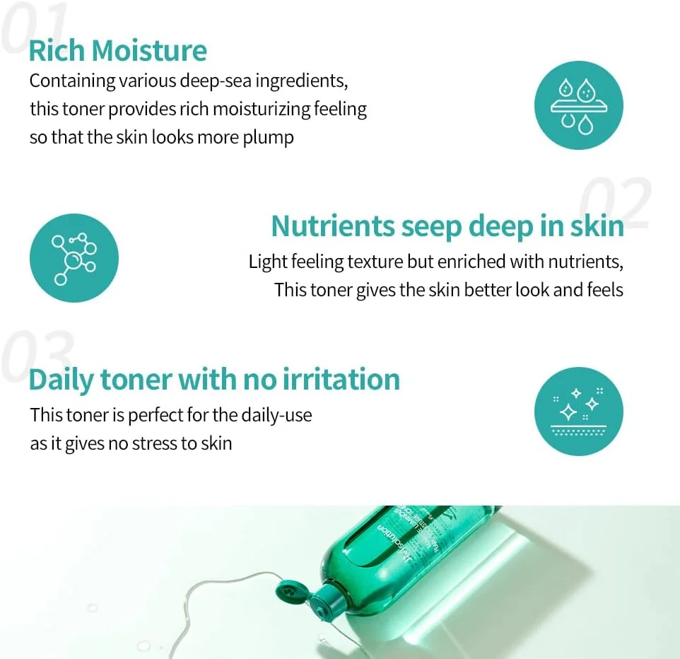 تونر مرطوب کننده مروارید دریایی لومينوس JMsolution حجم بزرگ 600 میل - مراقبت از پوست کره ای برای آبرسانی و درخشندگی