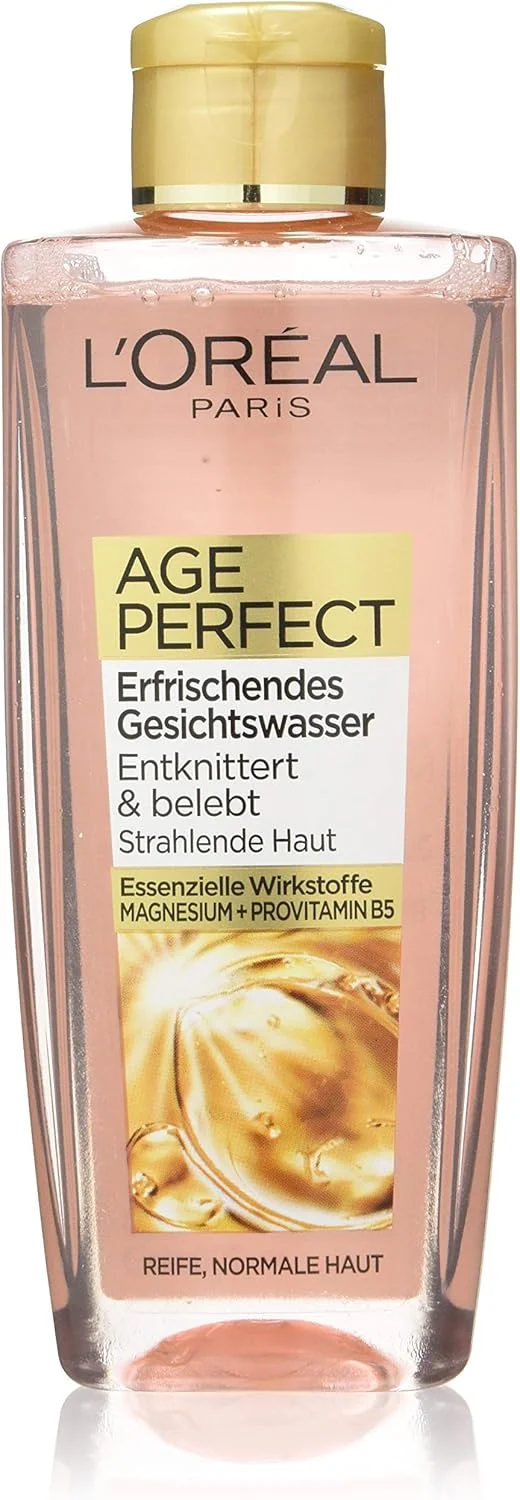 تونر طراوت بخش و پاک کننده صورت لورآل پاریس، مناسب پوست های بالغ، ایج پرفکت، 200 میلی لیتر