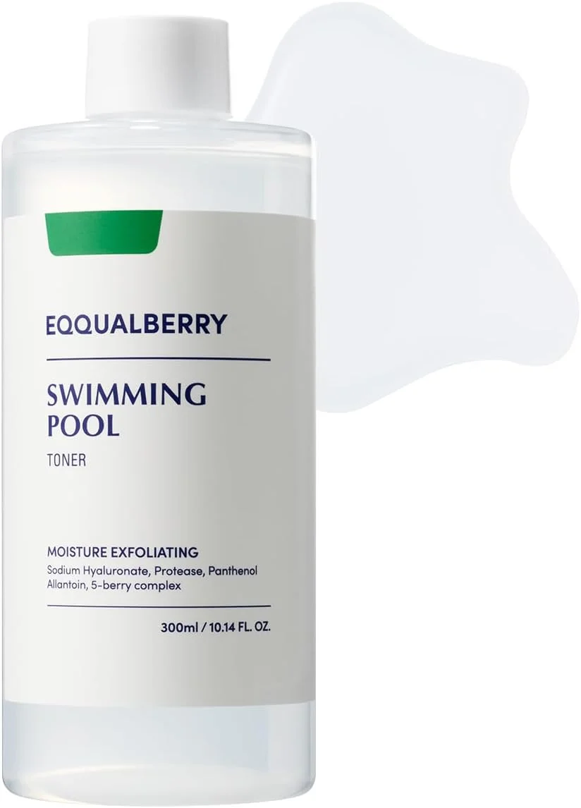 تونر صورت استخر EQQUALBERRY 300 میلی لیتر، تونر مرطوب کننده و تسکین دهنده صورت، کنترل منافذ و لایه برداری ملایم، مناسب برای پوست های خشک تا چرب