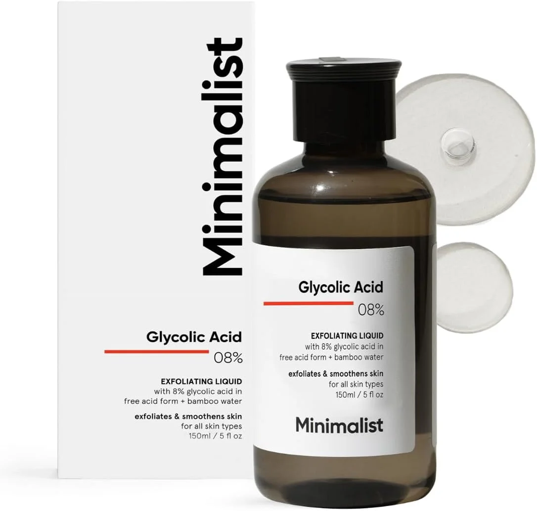 تونر گلیکولیک اسید 8% مینیمالیست برای پوست درخشان | تونر لایه بردار چند منظوره با آب بامبو برای بدن، صورت، زیر بغل و پوست سر | برای خانم ها و آقایان | 150 میلی لیتر