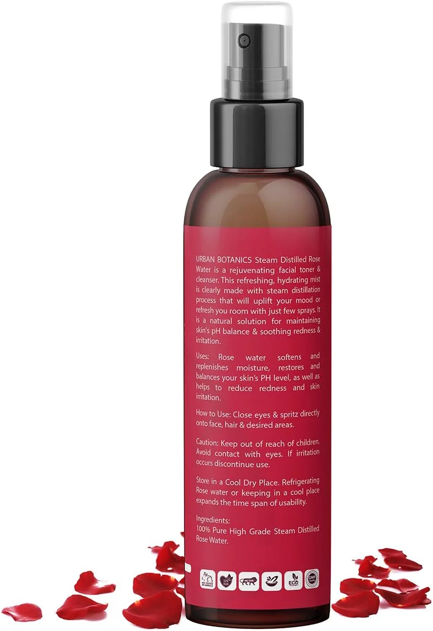 گلاب خالص و طبیعی ارگانیک تقطیر شده با بخار UrbanBotanics (200 میلی لیتر)