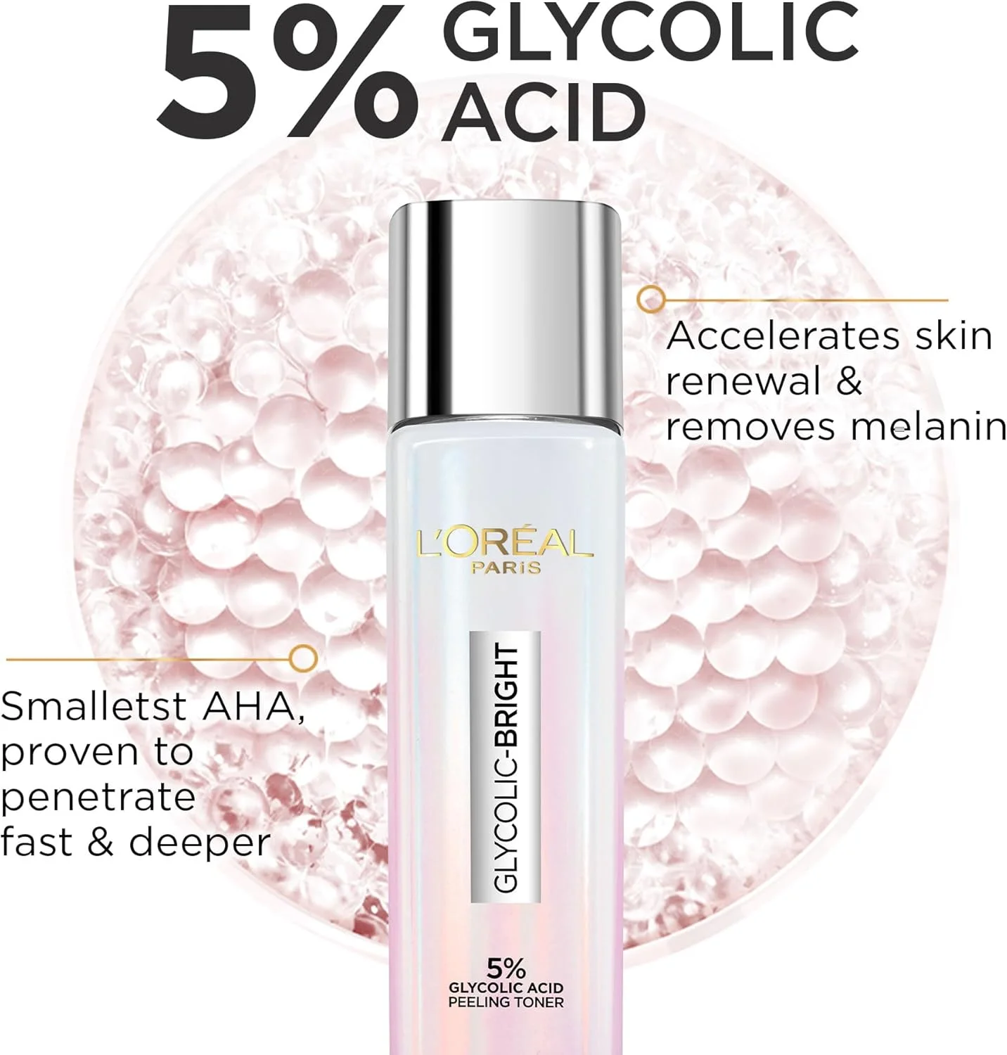 تونر لایه بردار روشن کننده گلیکولیک برایت لورآل پاریس