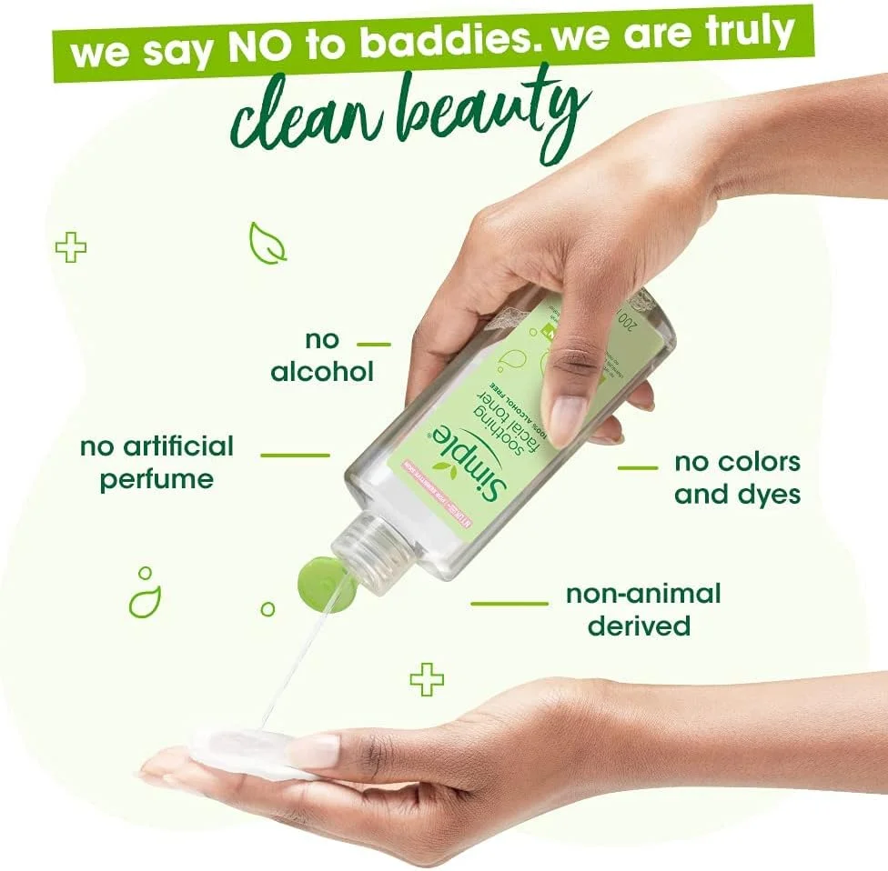 تونر تسکین دهنده پوست صورت فاقد الکل Simple Kind to Skin، 200 میلی لیتر